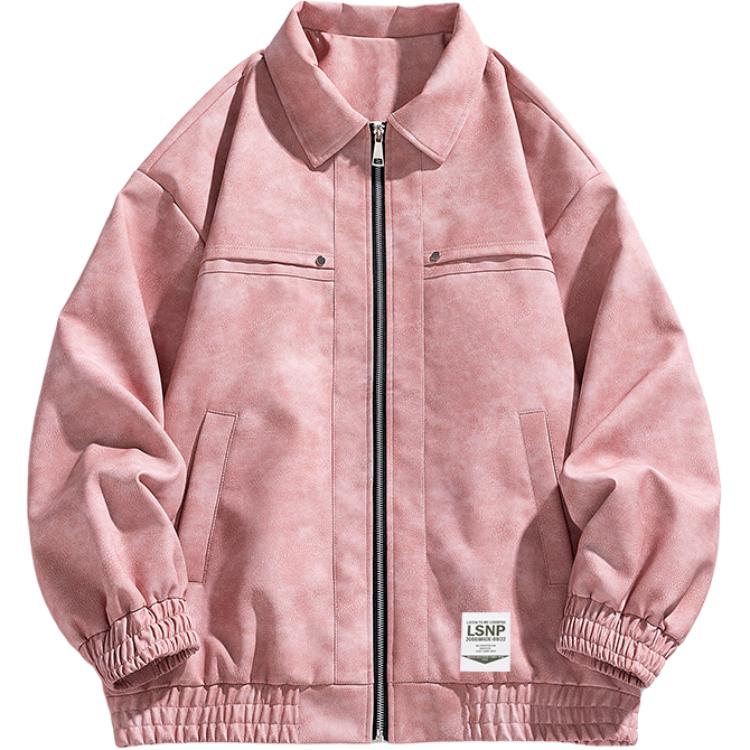 

Кожаная куртка Unisex Lapel Moderate LISENPOK, розовый