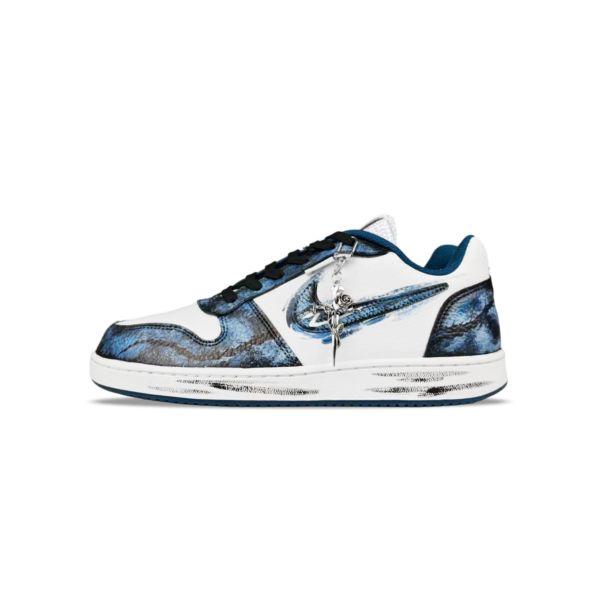 

Nike Низкие износостойкие кроссовки для скейтбординга EBERNON, мужские, белые, синие