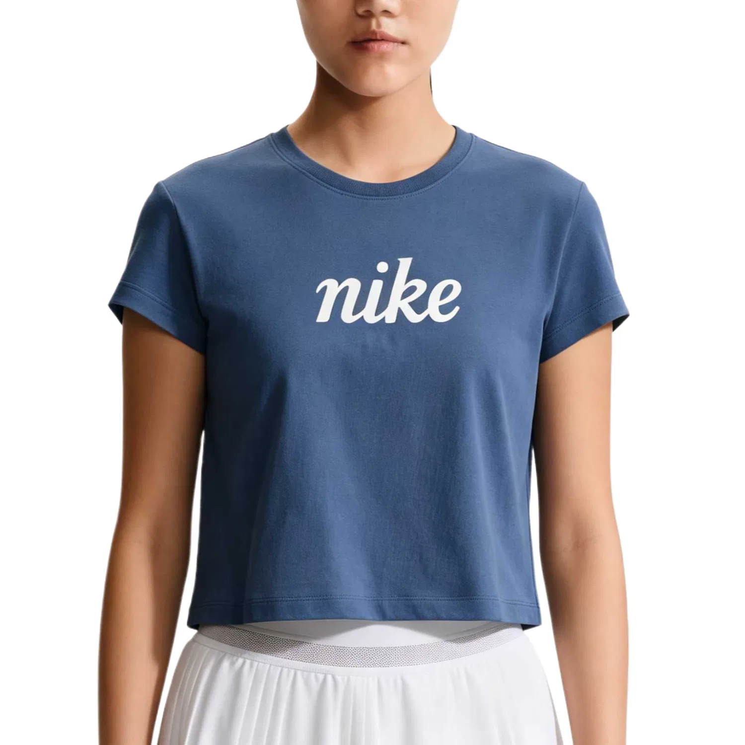 Футболка женская Mysterious Deep Sea Blue с круглым вырезом, средней посадки Nike