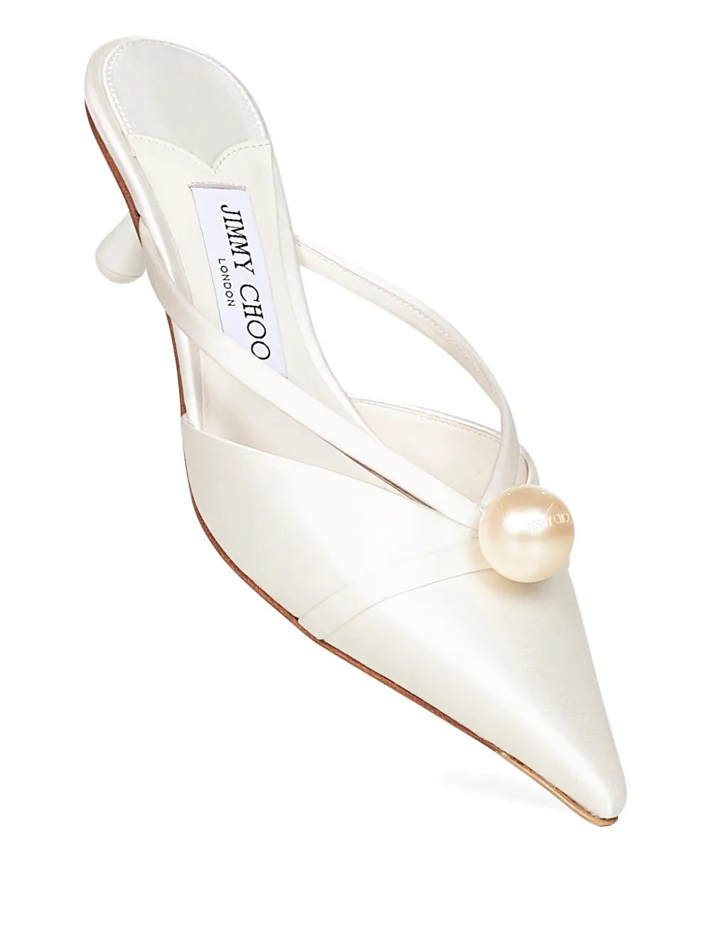 50-миллиметровые остроносые мюли с жемчужной отделкой JIMMY CHOO, нейтральный — фото 4