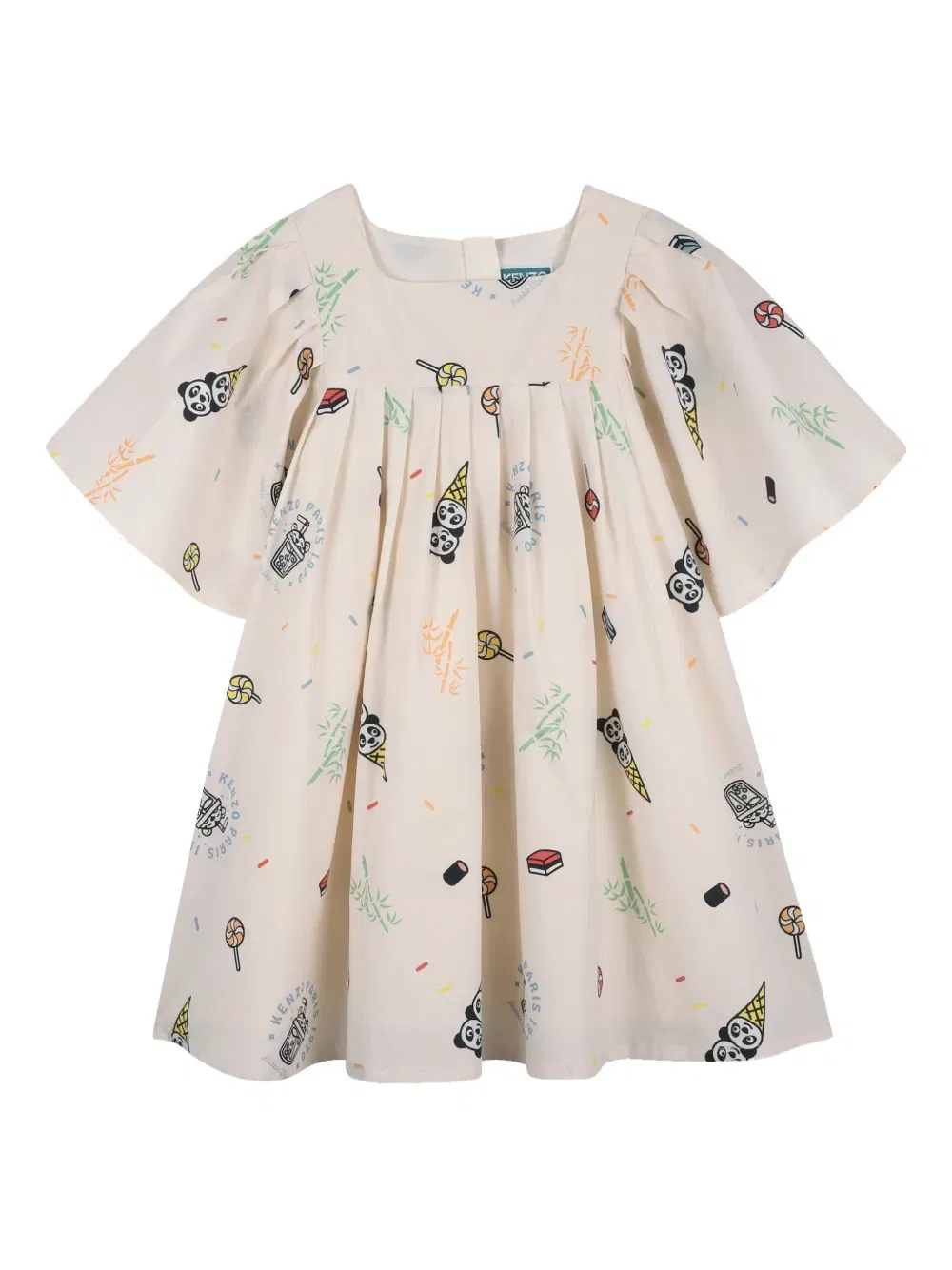 Платье с принтом и квадратным вырезом Kenzo Kids, нейтральный