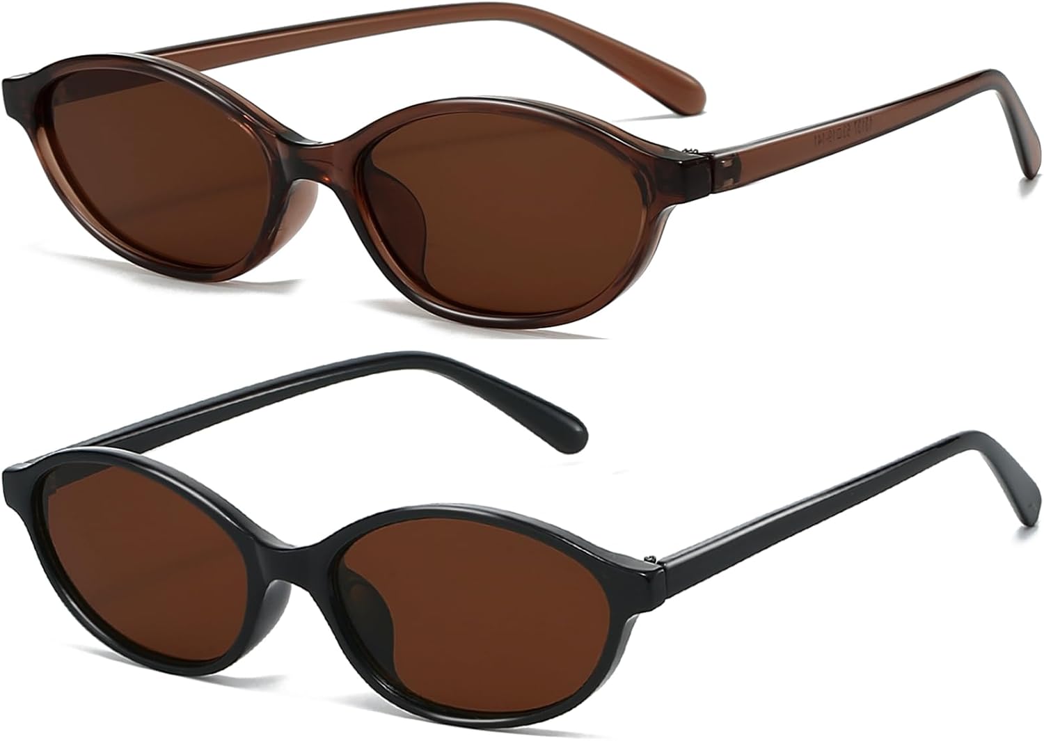 

Ретро овальные солнцезащитные очки для женщин, маленькие овальные очки в стиле 90-х, модные узкие очки «кошачий глаз», винтажные очки, комплект из 2 штук YouthMall, Brown/Brown+ Black/Brown