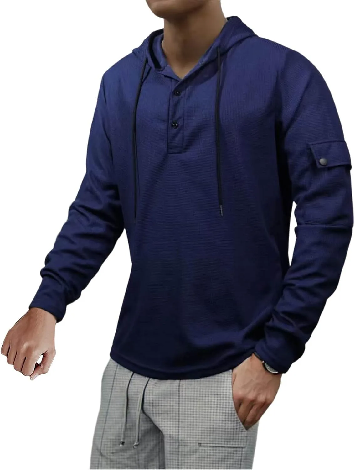 

Толстовка с капюшоном для мужчин, легкая, на пуговицах