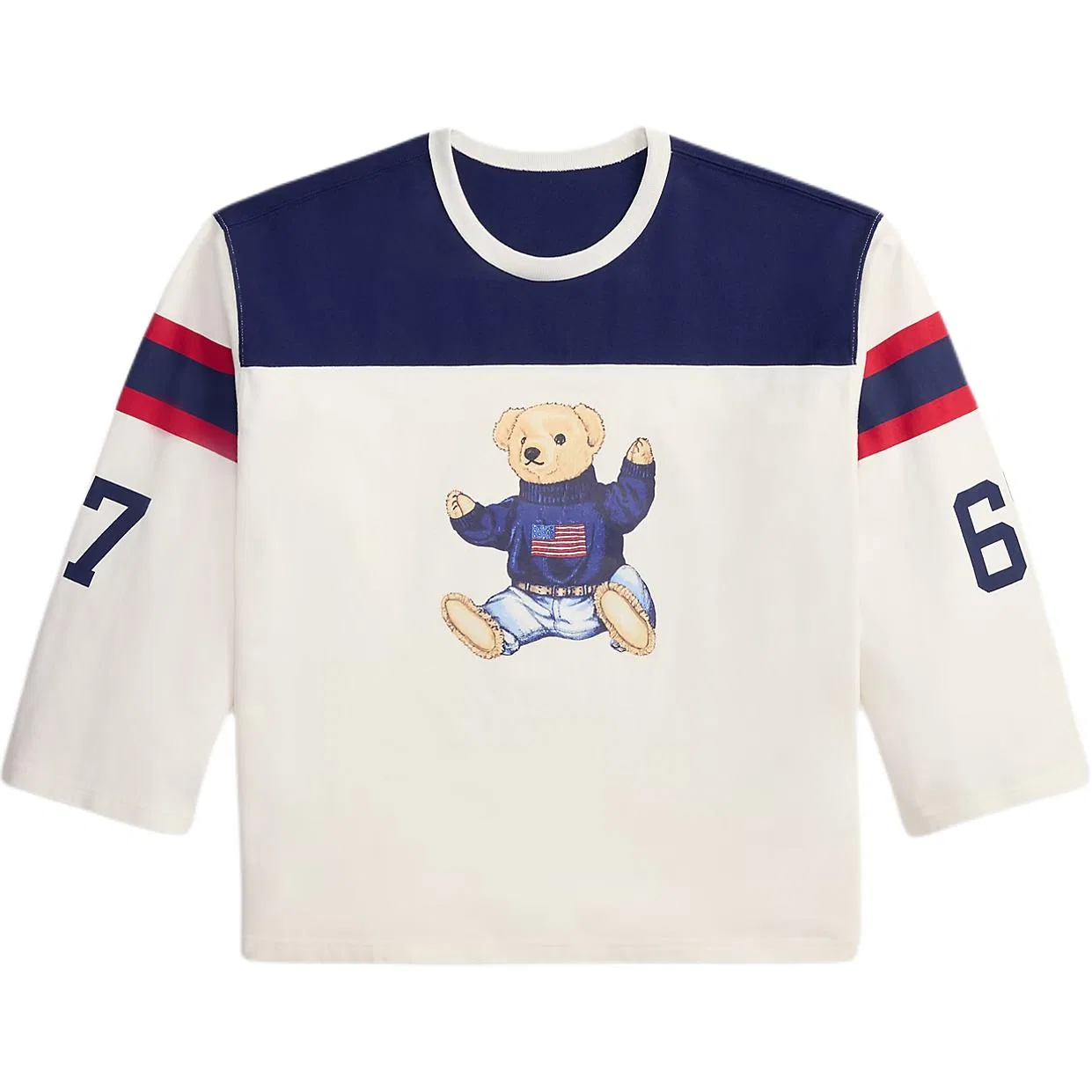 Футболка Polo Bear с опущенным плечом, свободный крой, женская Polo Ralph Lauren, White