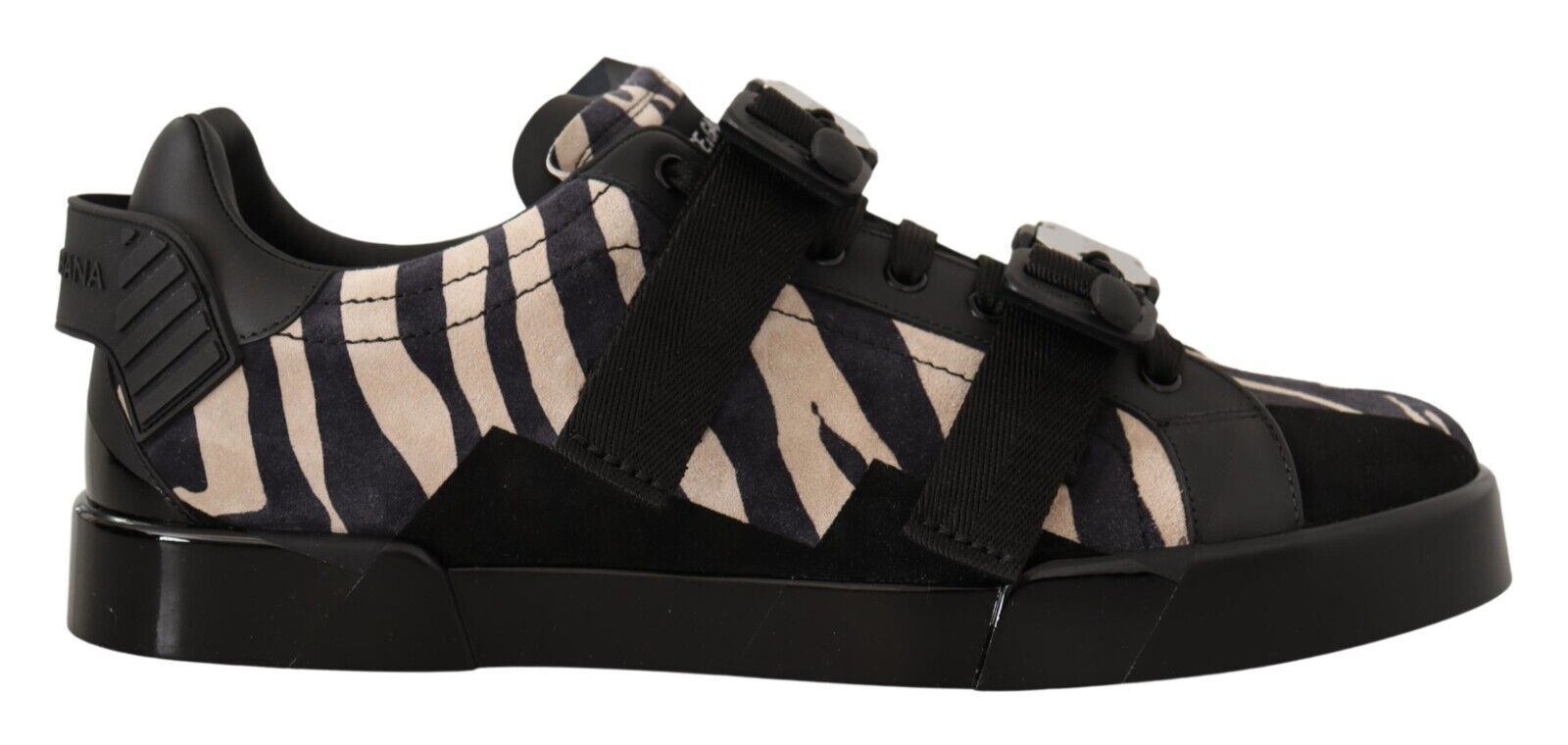

Низкие модные кроссовки из замши Zebra Dolce & Gabbana, черно-белый