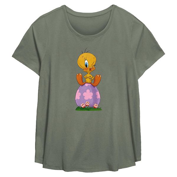 

Футболка с принтом Looney Tunes Tweety Bird на пасхальном яйце, Plus Size Licensed Character