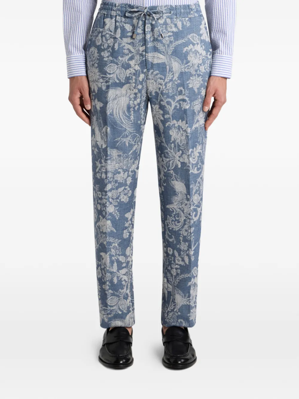 Жаккардовые брюки с цветочным узором Etro, синий — фото 2