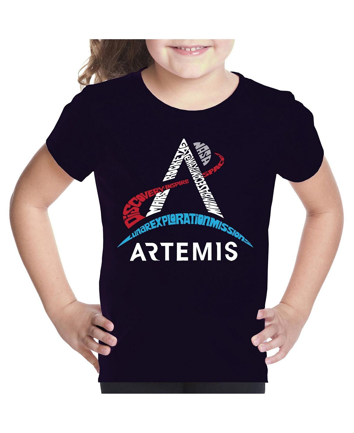 

Детский логотип NASA Artemis — футболка с надписью Word Art для девочек LA Pop Art