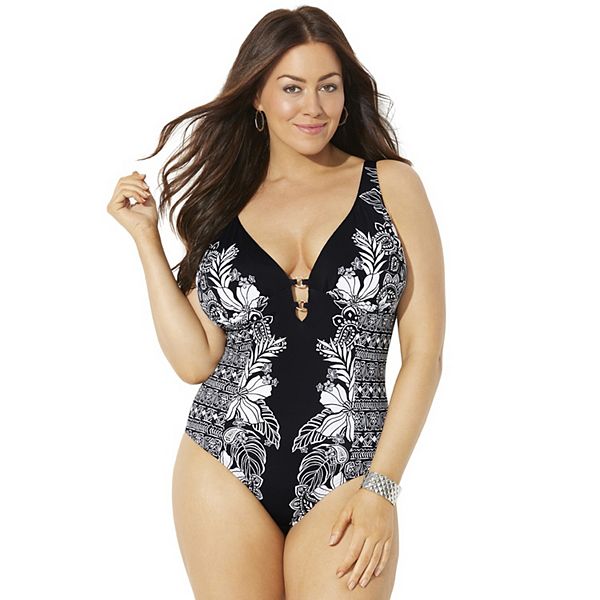 

Женский купальник плюс сайз с v-образным вырезом Swimsuits For All