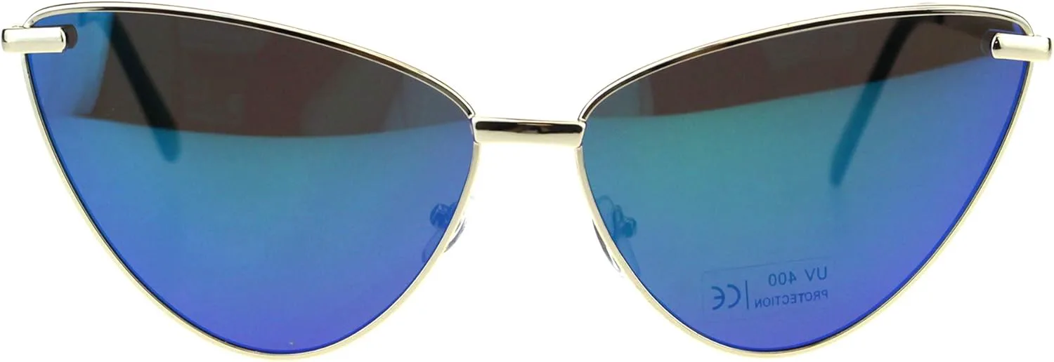 

Женские солнцезащитные очки PASTL увеличенного размера «кошачий глаз» с металлической оправой и пружинными шарнирами, защита от УФ-излучения 400, Gold (Teal Mirror)