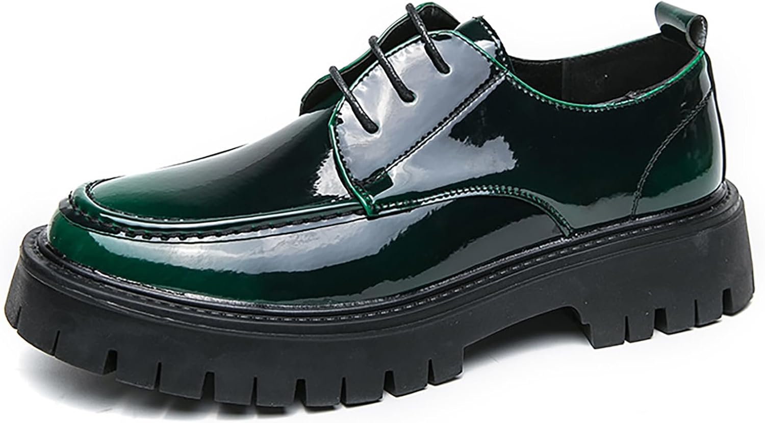 

Мужские кожаные туфли-оксфорды на платформе с шнуровкой и массивной подошвой, круглым носком, удобным каблуком, стильные туфли без шнурков, повседневные и туфли для работы, прогулок, свиданий и выпускного Generic, зеленый