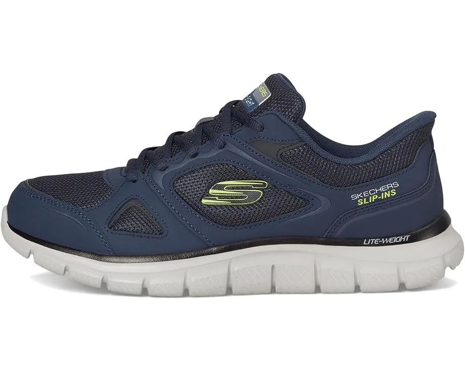 Кроссовки SKECHERS Track Ezral Hands Free Slip-in, Navy/Lime — фото 4