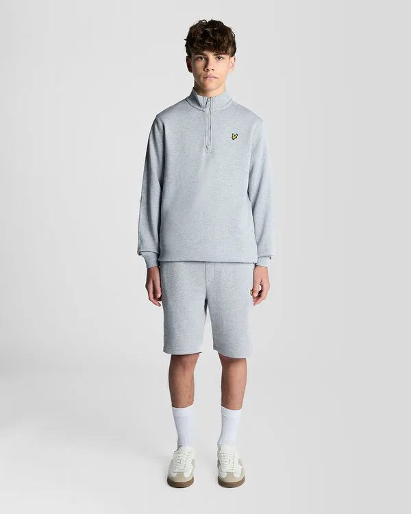 Унисекс толстовка с застежкой-молнией на четверть длины Lyle & Scott, Light Grey Marl — фото 2