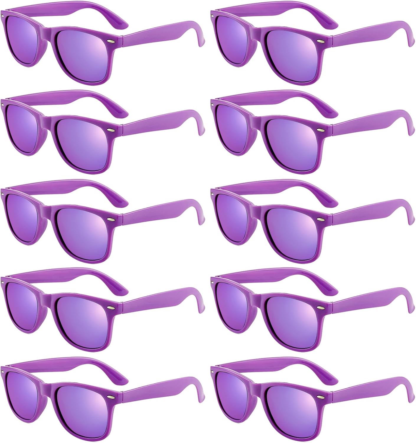 

Pibupibu, набор из 10/20 неоновых солнцезащитных очков для женщин и мужчин, оптовая продажа, ретро-очки в стиле 80-х, красочные зеркальные, для вечеринок, для взрослых и мужчин, Purple 10 Packs