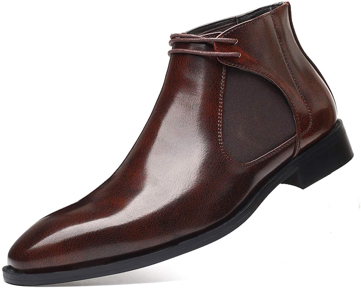 

Мужские формальные ботинки Santimon Mens Chelsea Ботинки для мужчин, классические ботинки, повседневные ботильоны, коричневый