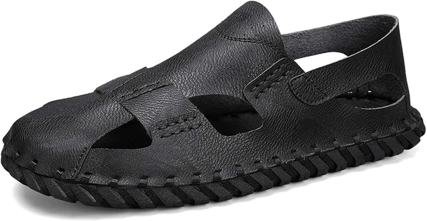 

Мужские модные римские сандалии Vtiao, кожаные босоножки, сандалии ручной работы, повседневные сандалии, сандалии-рыбаки для ежедневных прогулок, прогулок по пляжу, вождения и других занятий, черный