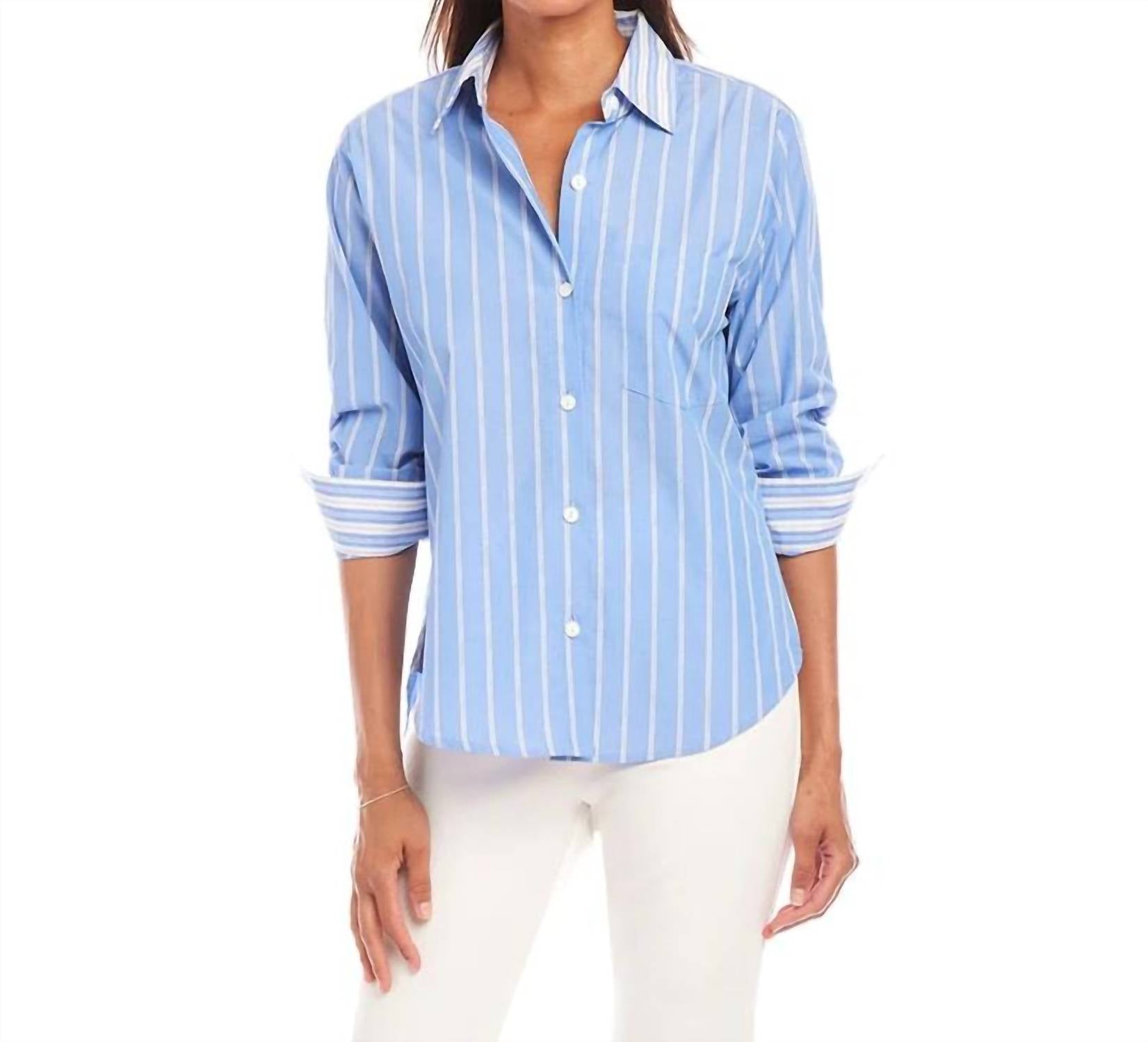 

Синяя блузка с рукавами-фонариками Karen Kane