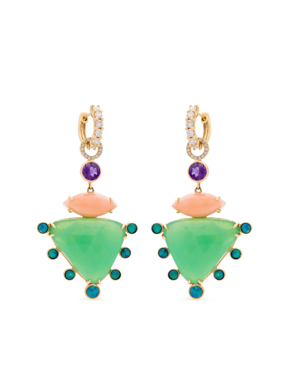 

Серьги-подвески из желтого золота с камнями Eden Presley, золотой