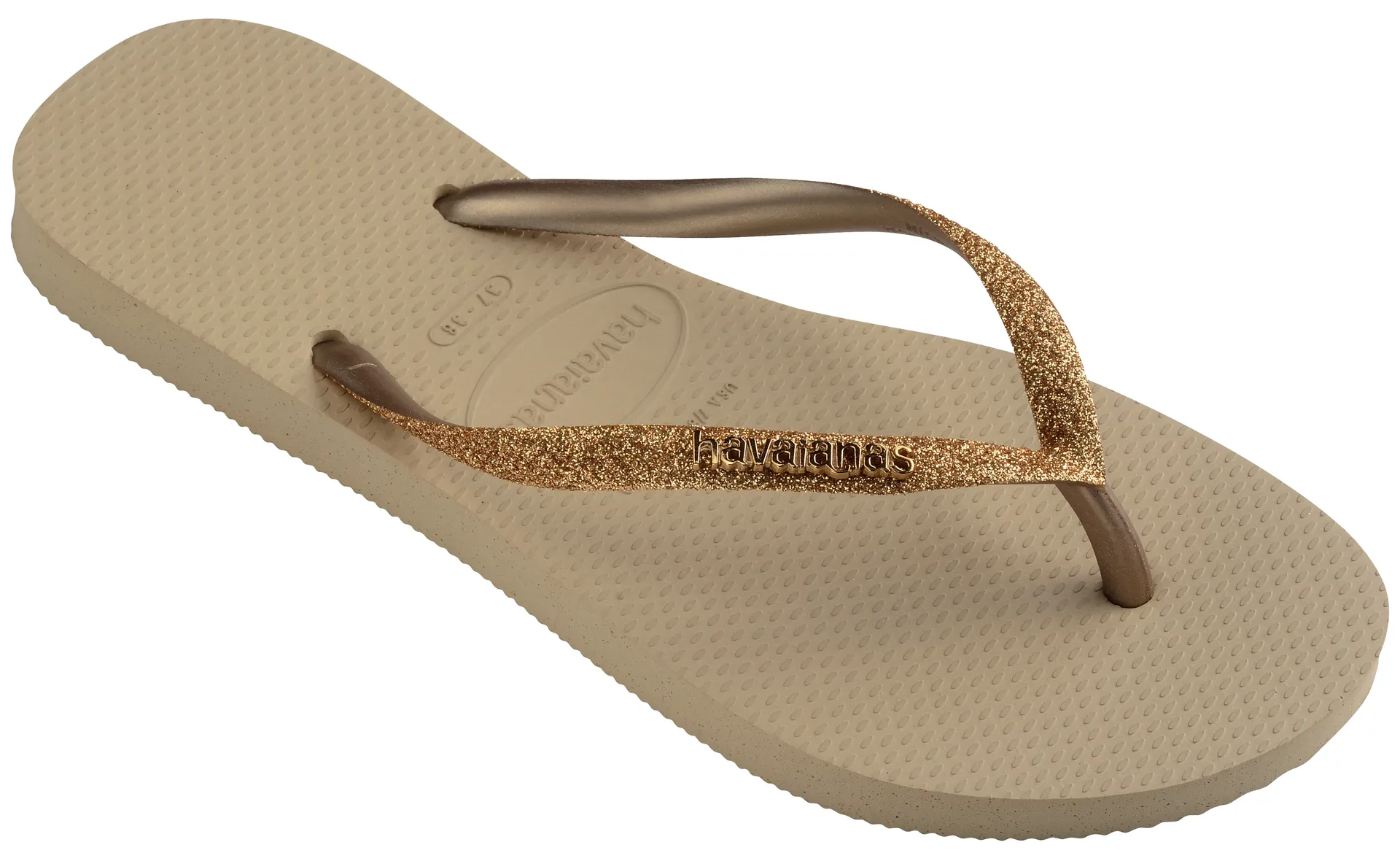 

Шлепанцы Havaianas "SLIM GLITTER 2", летняя обувь, тапочки, туфли для бассейна с блестящими деталями, цвет Sand