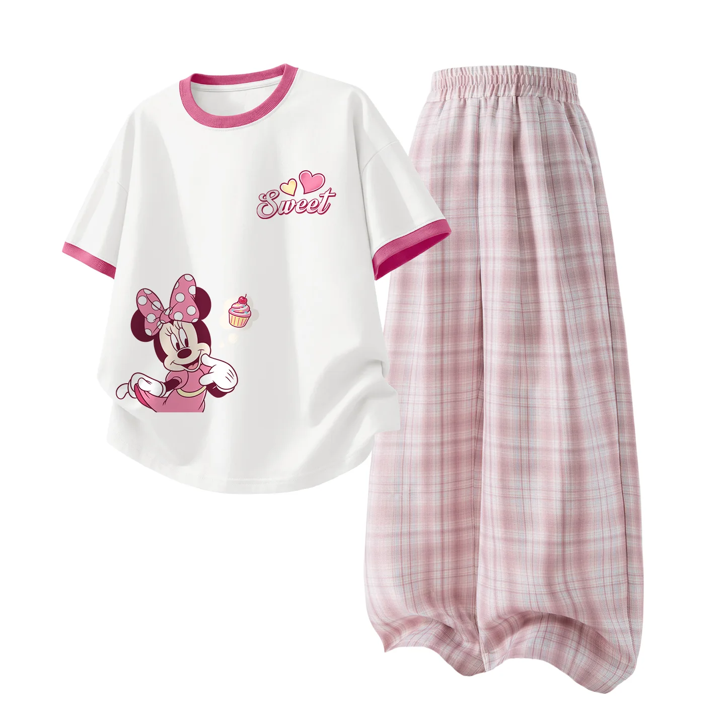 Детский спортивный комплект Casual Sportswear из 2 предметов Disney, Di Gao Sweetie K White Red+Solid Color Quartz Pink