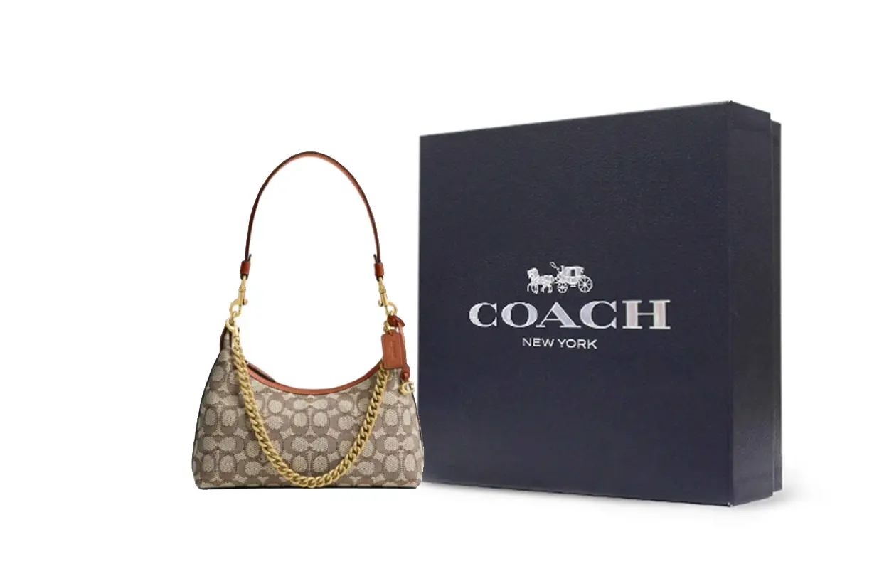 

COACH Дамская кожаная сумка кроссбоди среднего размера с аппликацией из ткани и кожи