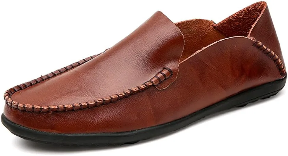 Мокасины для мужчин Smoking Loafer Простые легкие кожаные противоскользящие гибкая плоская подошва Повседневные слипоны (Цвет: красный, Размер: 8) EVSER — фото 3