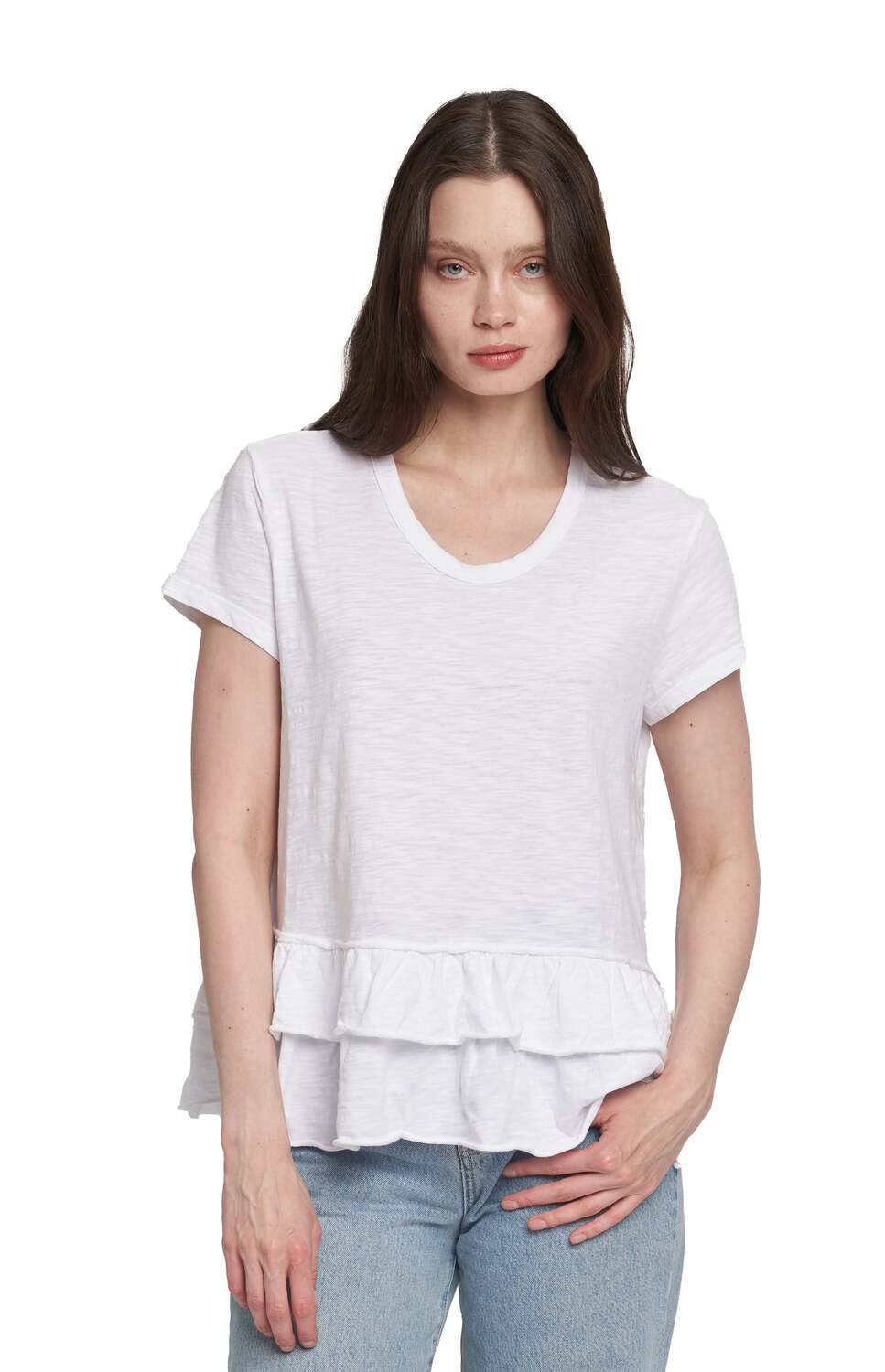 

Футболка с двойным подолом и рваным краем S/S Wilt, белый