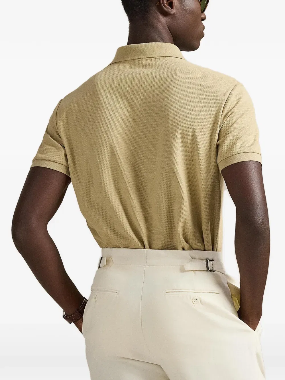 Рубашка-поло из пике с вышитым логотипом Polo Ralph Lauren, нейтральный — фото 4