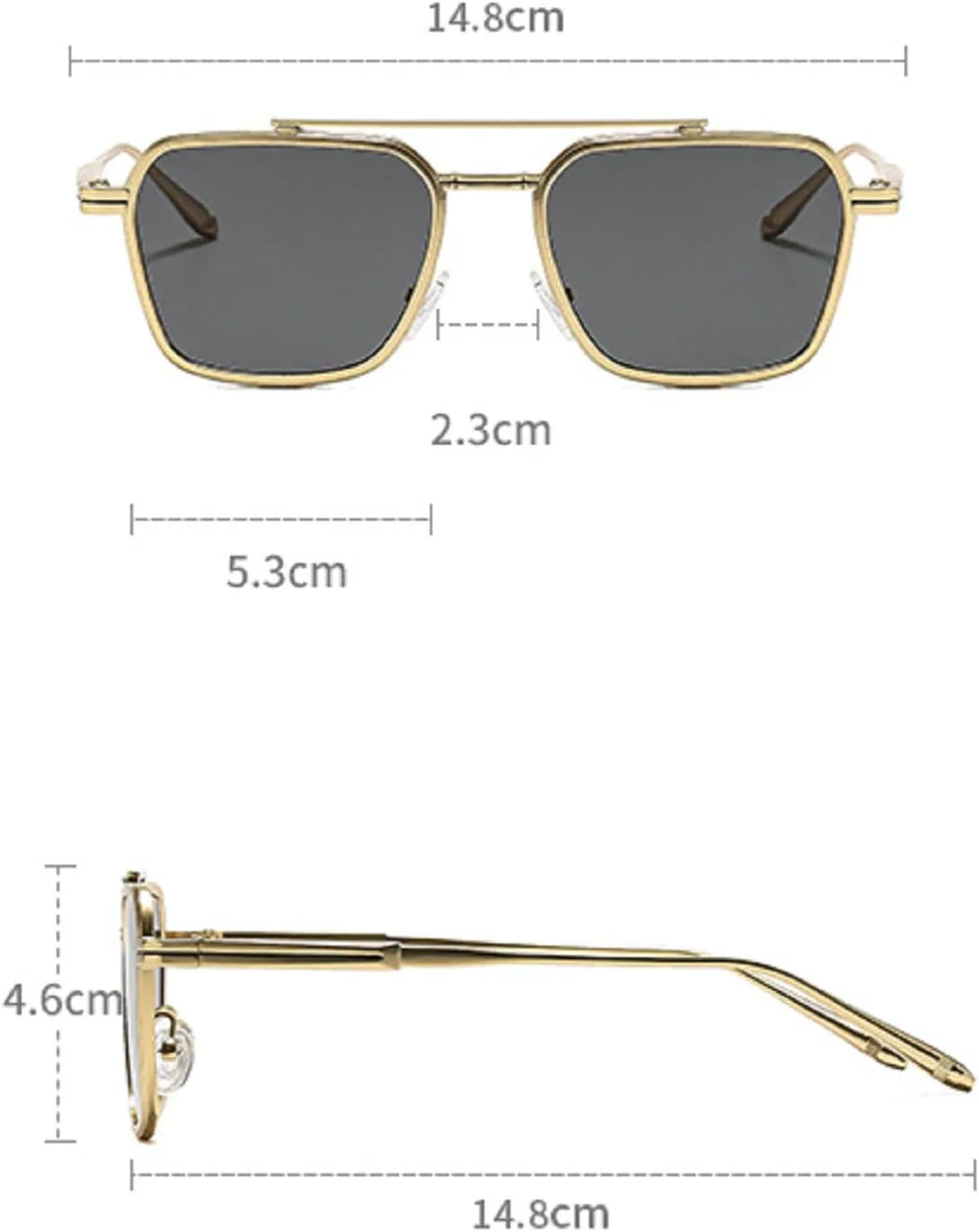 

Ретро-солнцезащитные очки квадратной формы для женщин и мужчин, модные солнцезащитные очки с увеличенной металлической двойной перемычкой mincl, Grey Blue