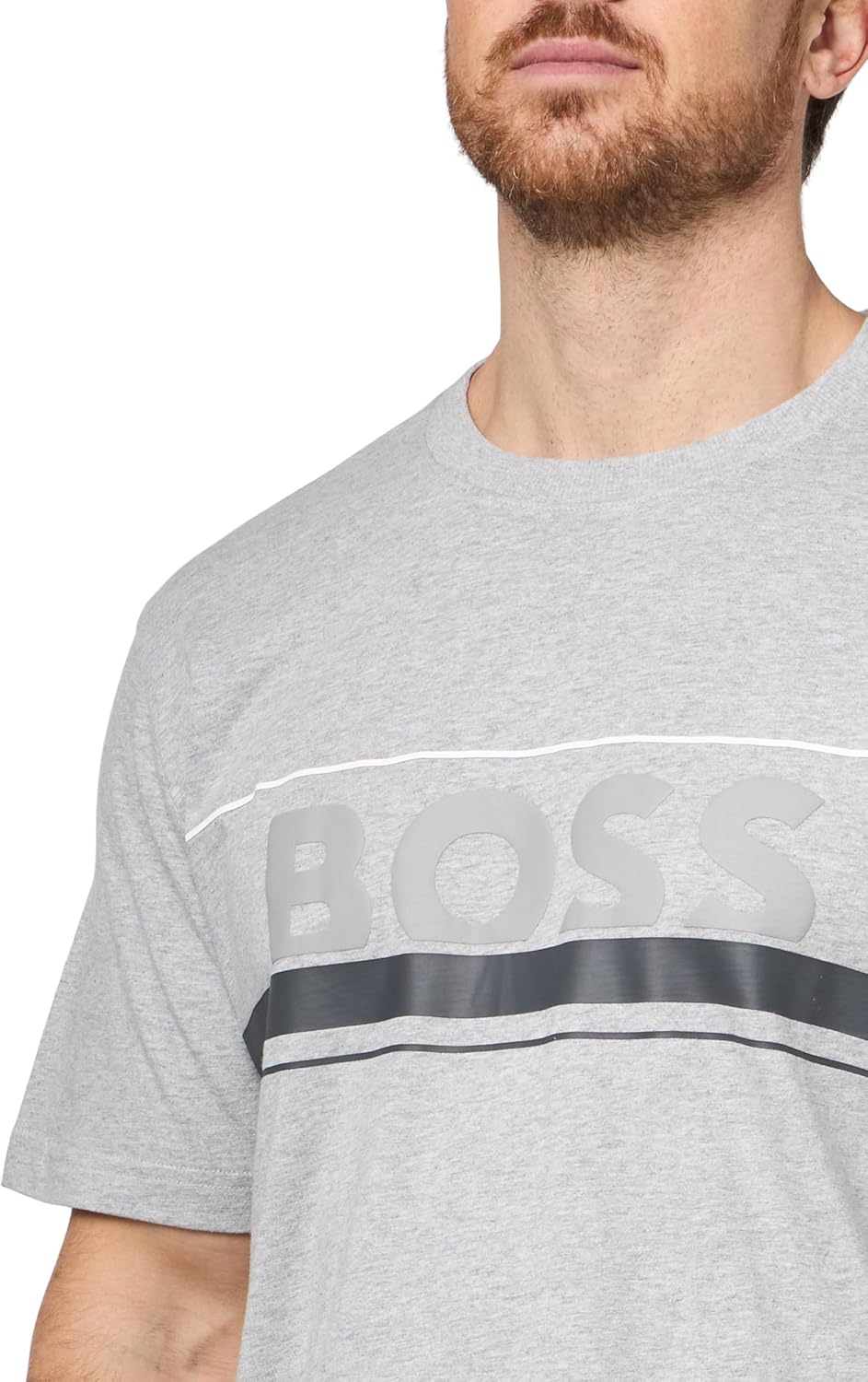 Мужская футболка BOSS с большим логотипом и культовым принтом, Glossy Asphalt — фото 3
