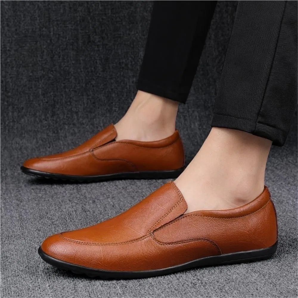Лоферы кожаные мужские, модель Brogues, желтый DHFIRUFSHLO — фото 3