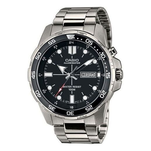 

Часы CASIO Stainless Steel Strap Unisex Mens Black Analog, черный
