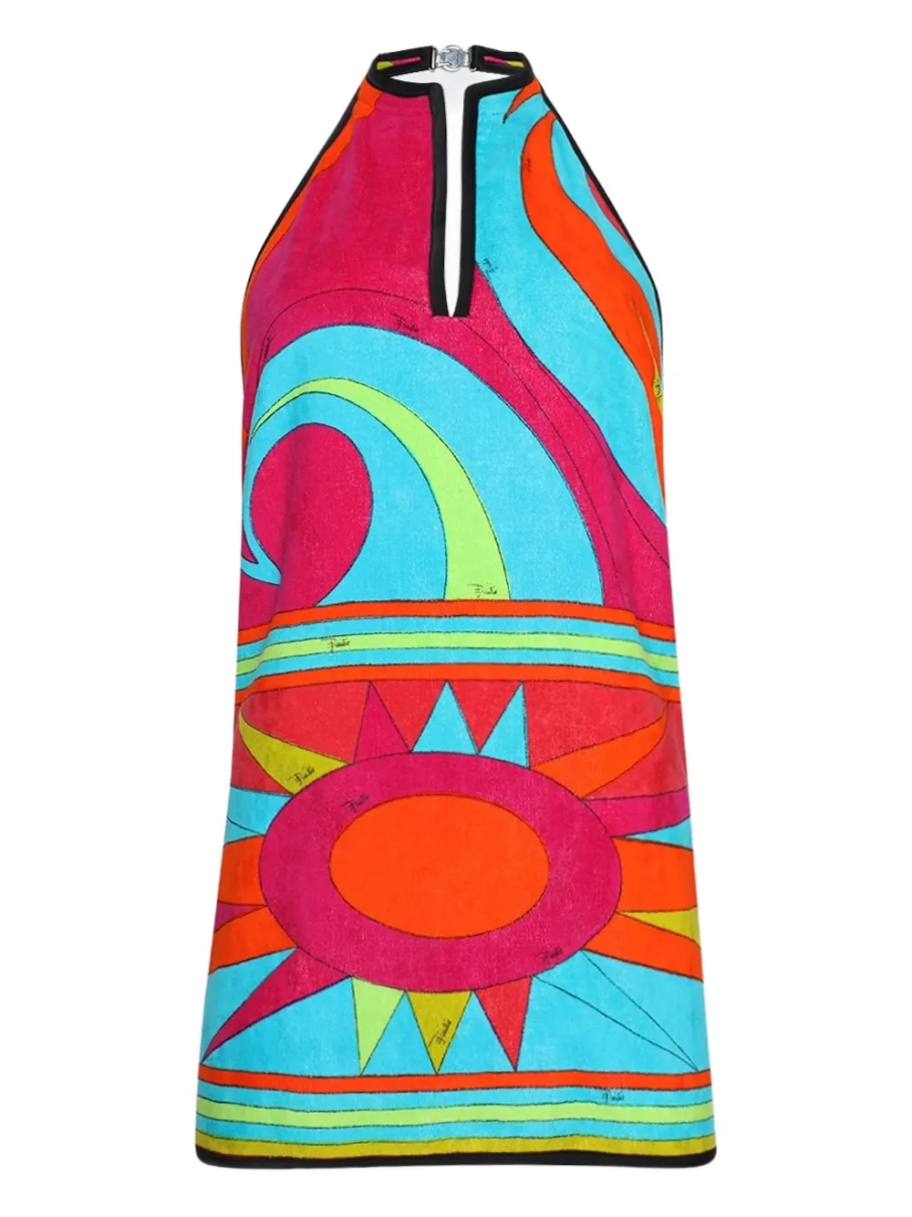 

Платье мини с вырезом халтер и принтом PUCCI, синий