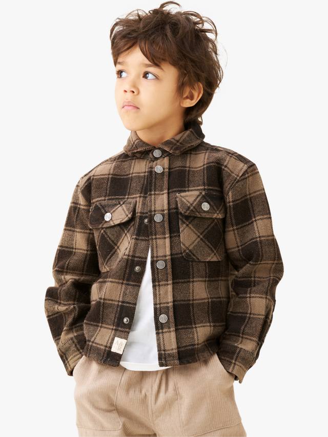 

Детская хлопковая рубашка с длинным рукавом в клетку Angel & Rocket