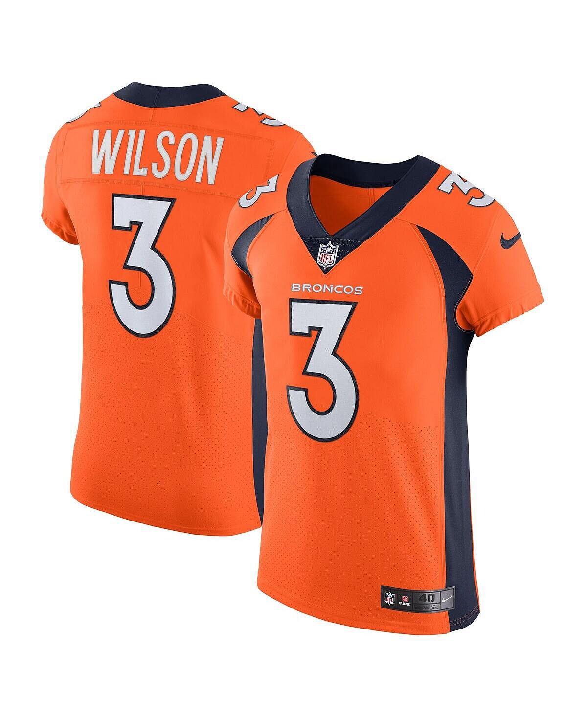 

Мужское джерси Russell Wilson Orange Denver Broncos Vapor Elite Nike
