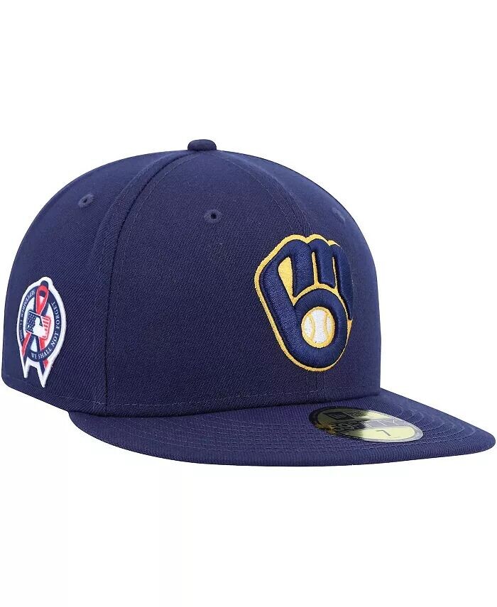 

Мужская темно-синяя бейсболка Milwaukee Brewers 9, 11 с мемориальной боковой нашивкой 59Fifty New Era