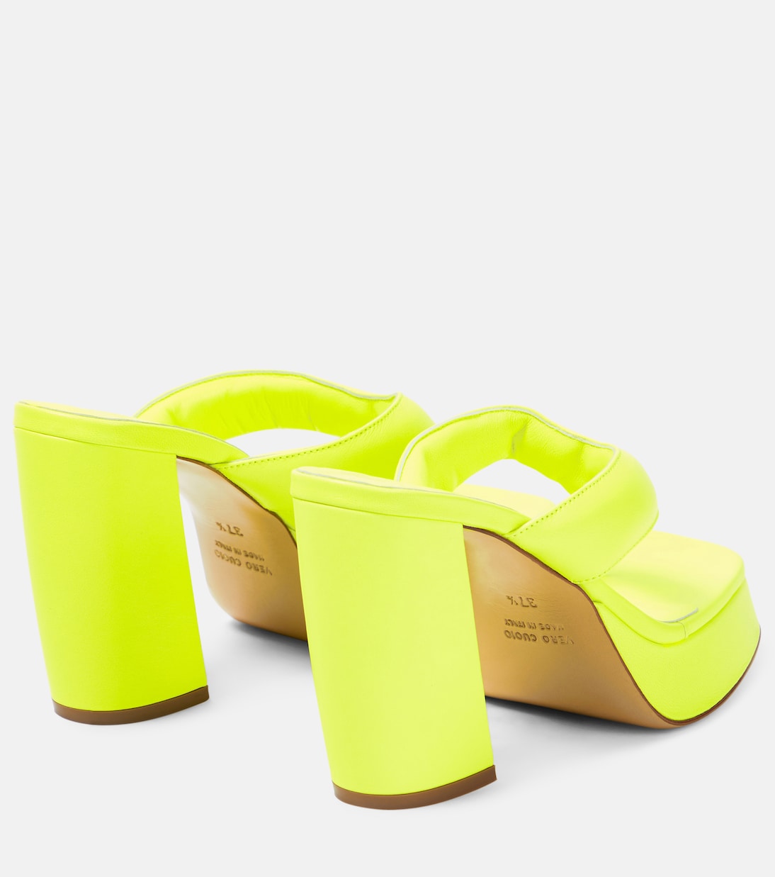 Сандалии-шлепки Gia 17 из кожи на платформе Gia Borghini, Highlighter Yellow — фото 3