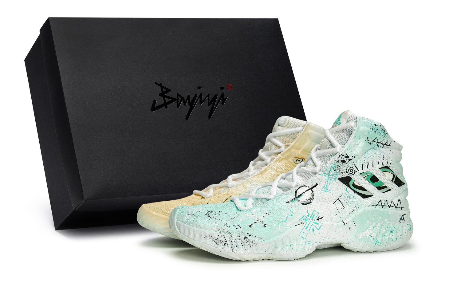 

Adidas Pro Bounce 2018 Амортизирующие Противоскользящие и Износостойкие Высокие Баскетбольные Кроссовки Мужские Голубой Желтый Белый