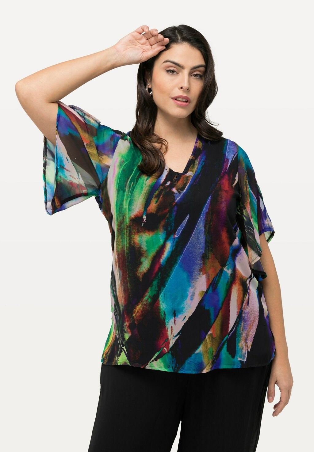 

Блуза COLORFUL WING SLEEVE Ulla Popken, черный
