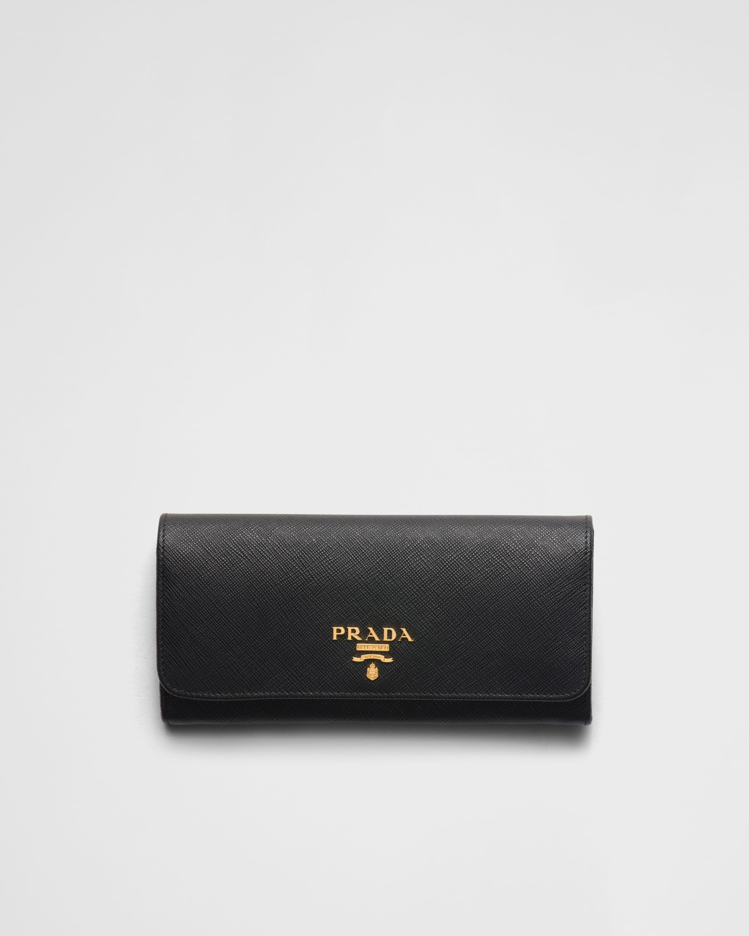 

Большой кошелек из сафьяновой кожи Prada, черный/гибискус