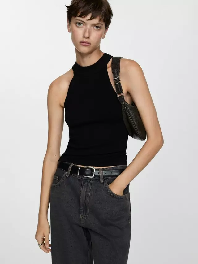 

Топ Mango Seymour Halterneck Knit, черный