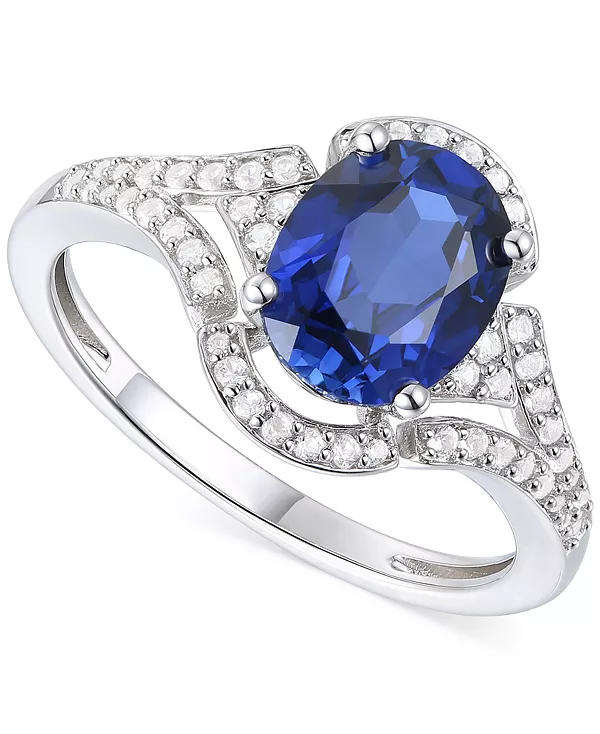 

Кольцо с открытыми камнями из серебра 14 карат с аметистом (1-1/2 карата tw) и выращенным в лаборатории белым сапфиром (1/4 карата tw) (также с другими драгоценными камнями) Macy'S, sapphire