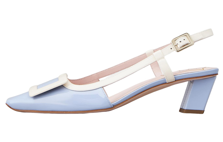 Бель Вивье Блок Хилл Высокие Каблуки Женские Светло-Голубые Roger Vivier — фото 2