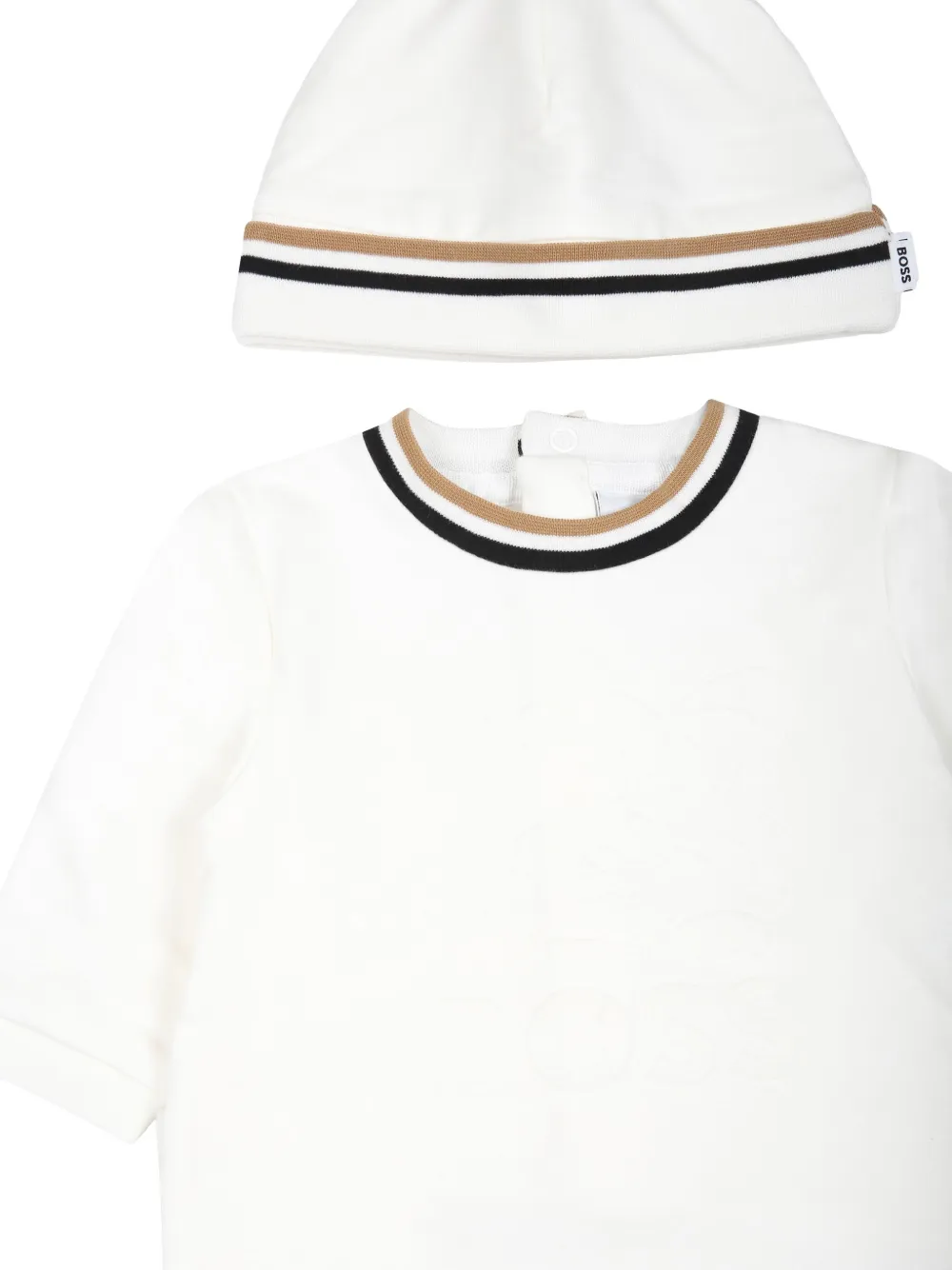 Комплект для новорожденного с отделкой в полоску BOSS Kidswear, белый — фото 3
