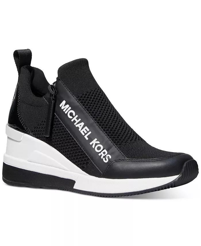 Кроссовки Willis Knit Trainer Wedge на клиновидной подошве Michael Kors, черный