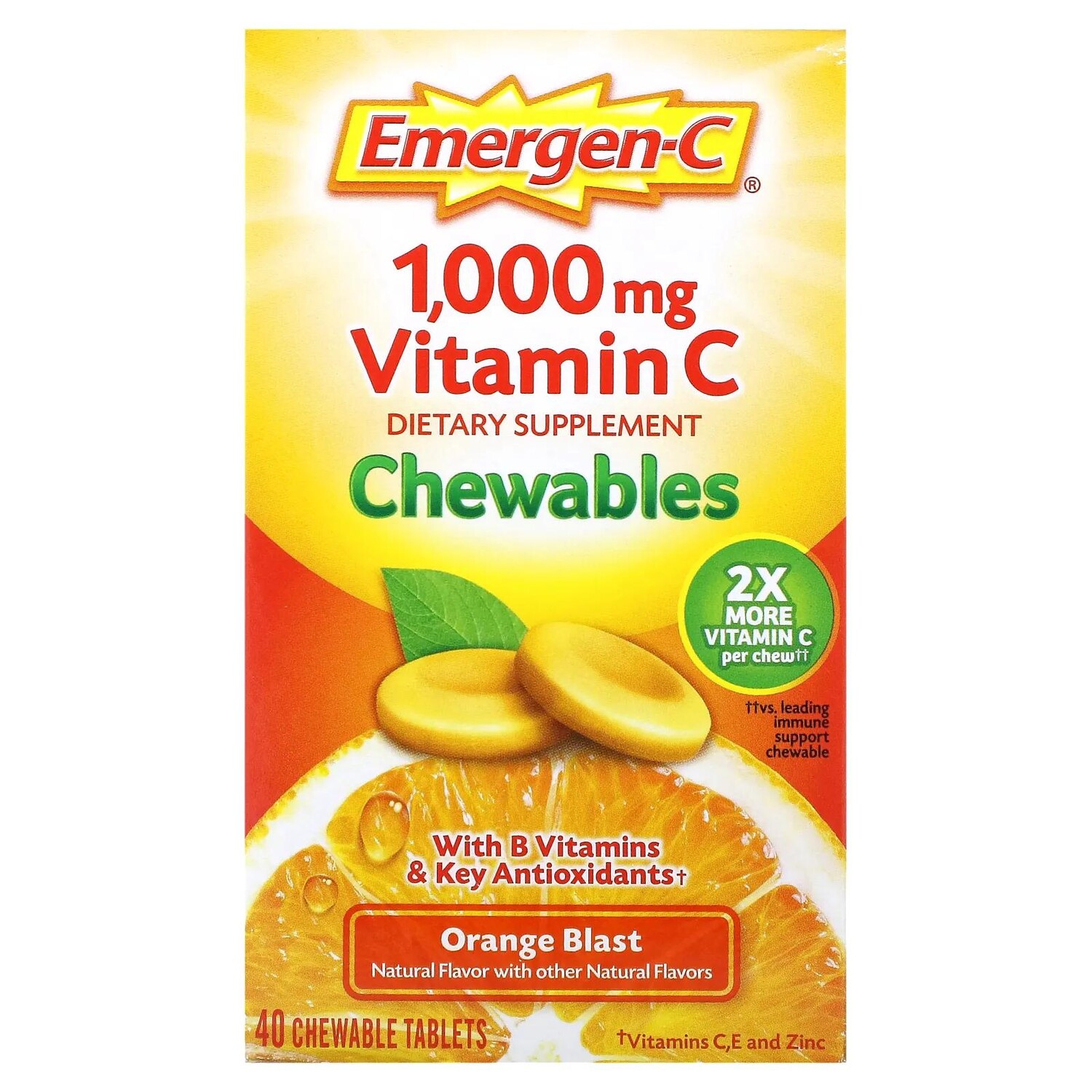 

Alacer Emergen-C Жевательные таблетки Апельсиновый взрыв 40 таблеток