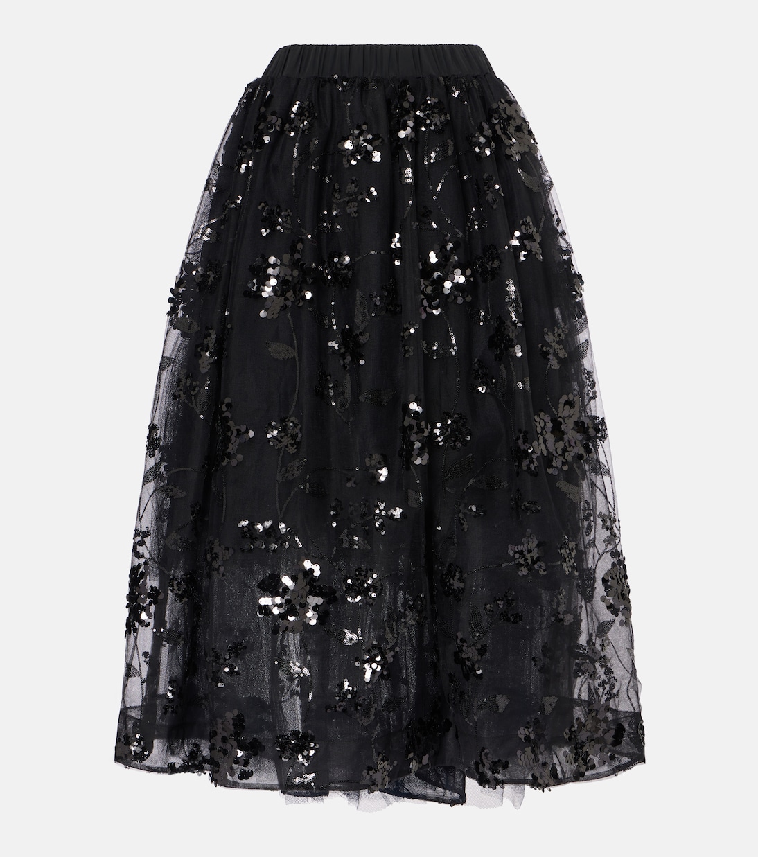 

Юбка миди из тюля с пайетками Simone Rocha, черный
