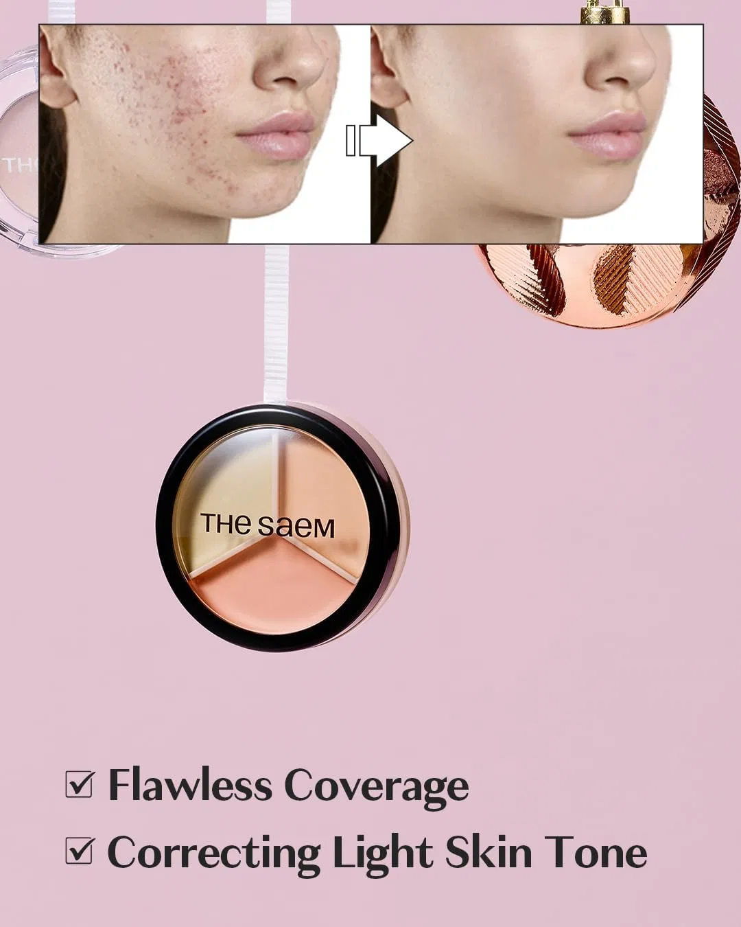 Консилер The Saem Cover Perfection Triple Pot, корректирующий, бежевый, 13.5 г — фото 2