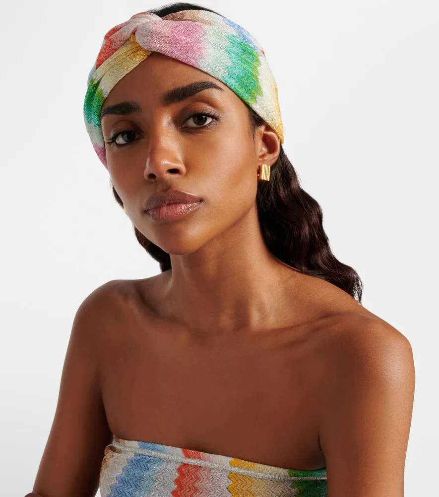 Повязка на голову с зигзагообразным узором из парчи Missoni, мультиколор — фото 2