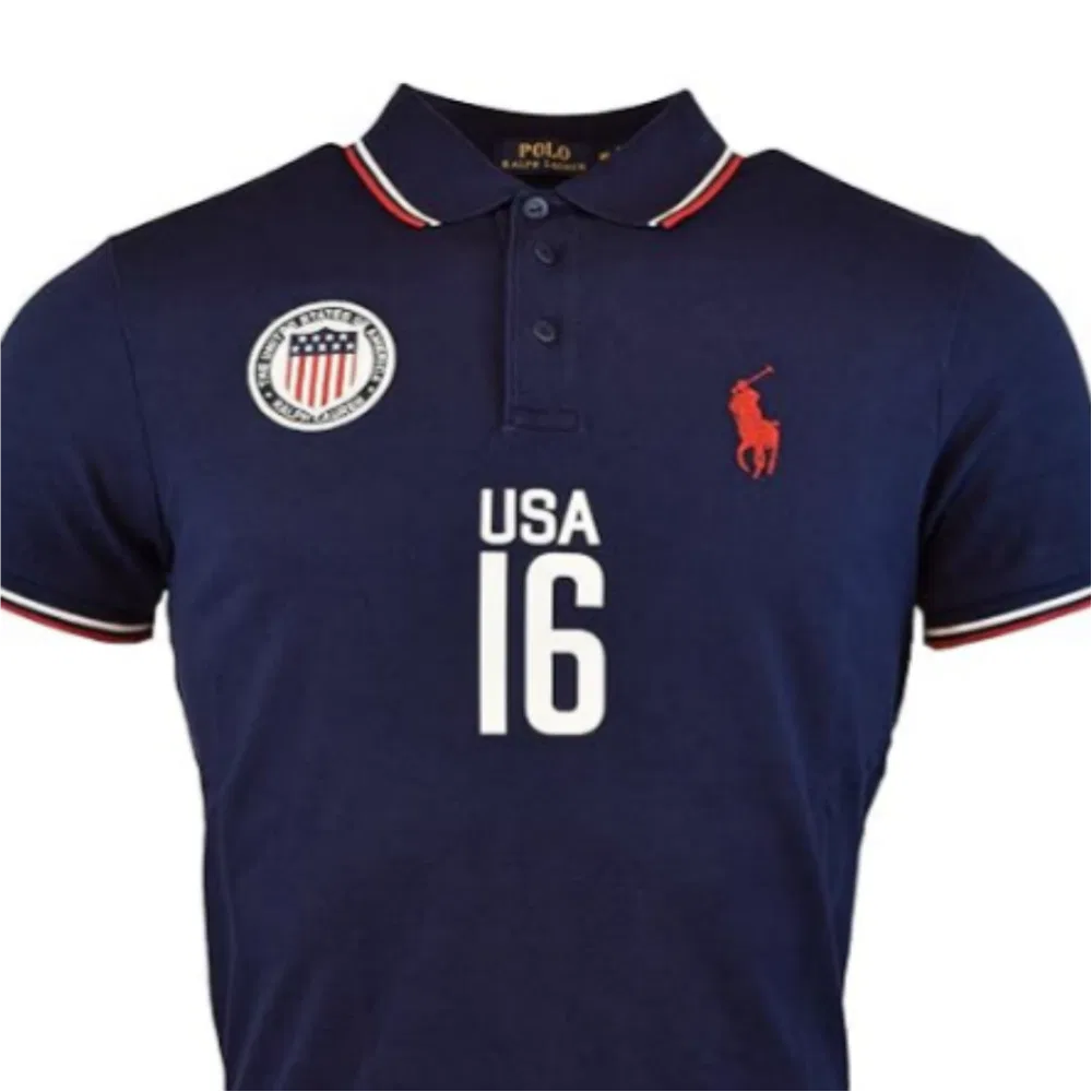 Поло Polo Ralph Lauren Custom Slim Fit синее — фото 3